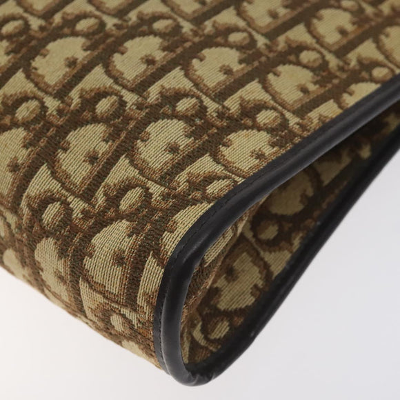 Christian Dior Trotter Canvas Shoulder Bag Brown Gold Auth 130355