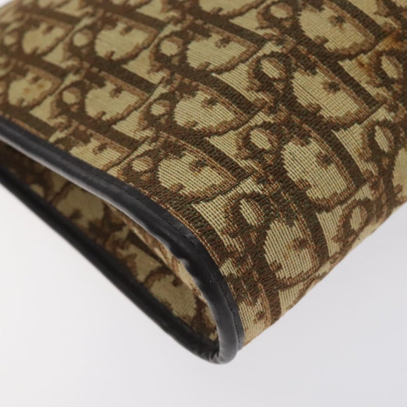 Christian Dior Trotter Canvas Shoulder Bag Brown Gold Auth 130355