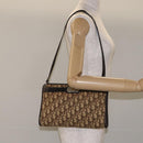 Christian Dior Trotter Canvas Shoulder Bag Brown Gold Auth 130355-19