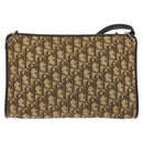 Christian Dior Trotter Canvas Shoulder Bag Brown Gold Auth 130355-2