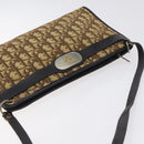 Christian Dior Trotter Canvas Shoulder Bag Brown Gold Auth 130355-6
