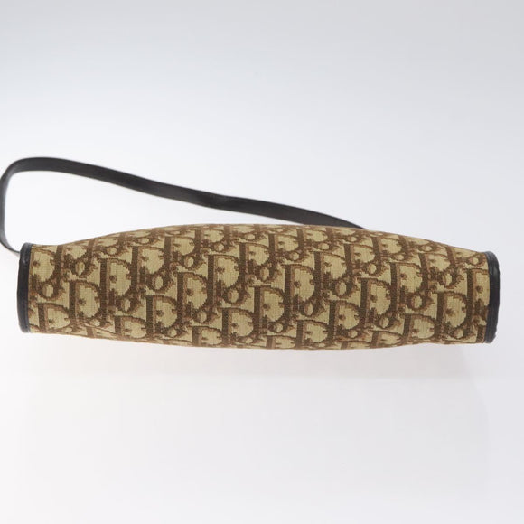 Christian Dior Trotter Canvas Shoulder Bag Brown Gold Auth 130355