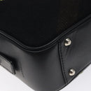 BURBERRY Nova Check Shoulder Bag Wool Leather Black Silver Auth 130359-14