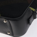 BURBERRY Nova Check Shoulder Bag Wool Leather Black Silver Auth 130359-15