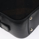 BURBERRY Nova Check Shoulder Bag Wool Leather Black Silver Auth 130359-16