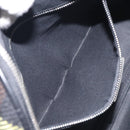 BURBERRY Nova Check Shoulder Bag Wool Leather Black Silver Auth 130359-12