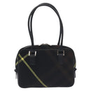 BURBERRY Nova Check Shoulder Bag Wool Leather Black Silver Auth 130359-13