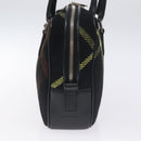 BURBERRY Nova Check Shoulder Bag Wool Leather Black Silver Auth 130359-4