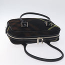 BURBERRY Nova Check Shoulder Bag Wool Leather Black Silver Auth 130359-6