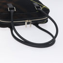 BURBERRY Nova Check Shoulder Bag Wool Leather Black Silver Auth 130359-7