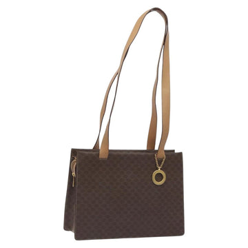 CELINE Macadam Canvas Shoulder Bag PVC Brown Gold Auth 130361