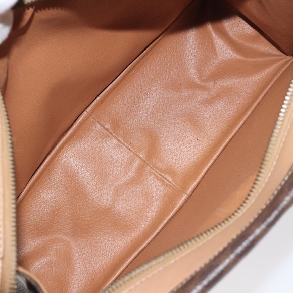 CELINE Macadam Canvas Shoulder Bag PVC Brown Gold Auth 130361