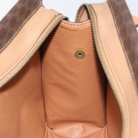 CELINE Macadam Canvas Shoulder Bag PVC Brown Gold Auth 130361