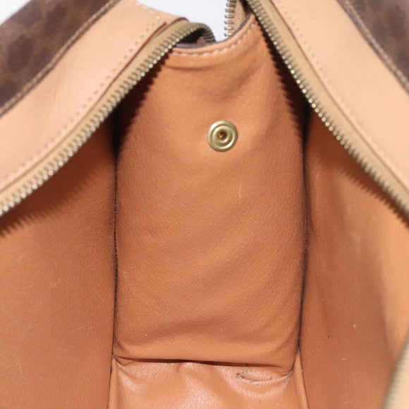 CELINE Macadam Canvas Shoulder Bag PVC Brown Gold Auth 130361