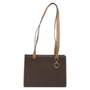 CELINE Macadam Canvas Shoulder Bag PVC Brown Gold Auth 130361-13