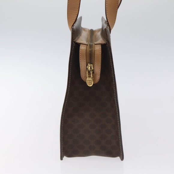 CELINE Macadam Canvas Shoulder Bag PVC Brown Gold Auth 130361