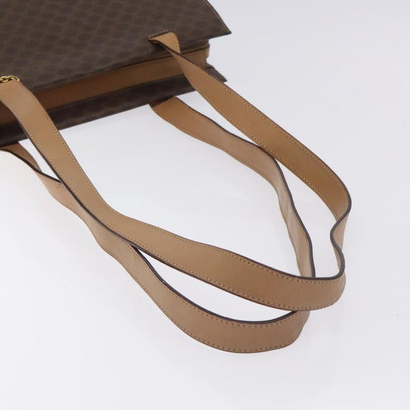 CELINE Macadam Canvas Shoulder Bag PVC Brown Gold Auth 130361