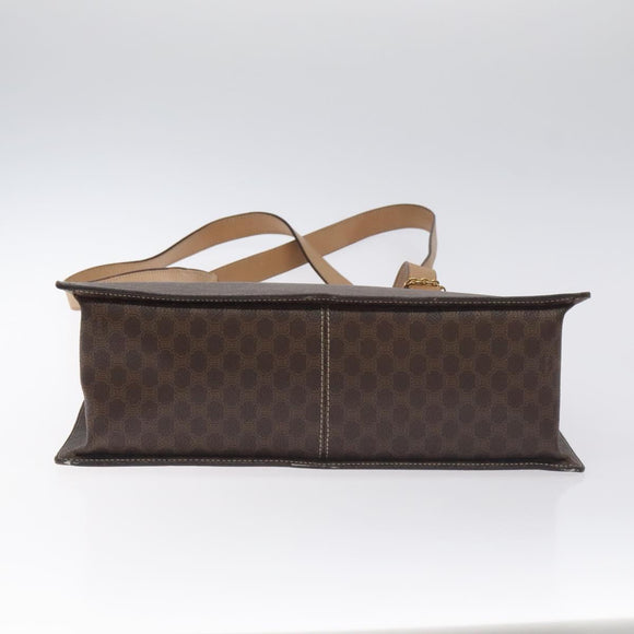 CELINE Macadam Canvas Shoulder Bag PVC Brown Gold Auth 130361