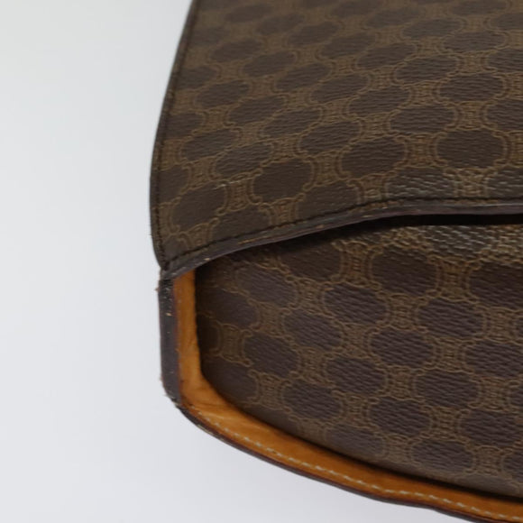 CELINE Macadam Canvas Shoulder Bag PVC Leather Brown Gold Auth 130364