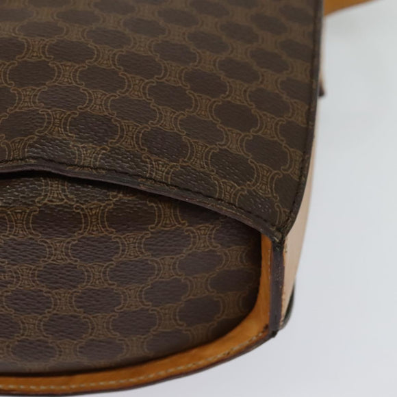 CELINE Macadam Canvas Shoulder Bag PVC Leather Brown Gold Auth 130364
