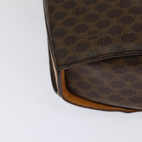 CELINE Macadam Canvas Shoulder Bag PVC Leather Brown Gold Auth 130364