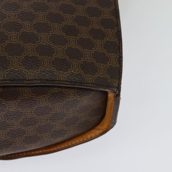 CELINE Macadam Canvas Shoulder Bag PVC Leather Brown Gold Auth 130364