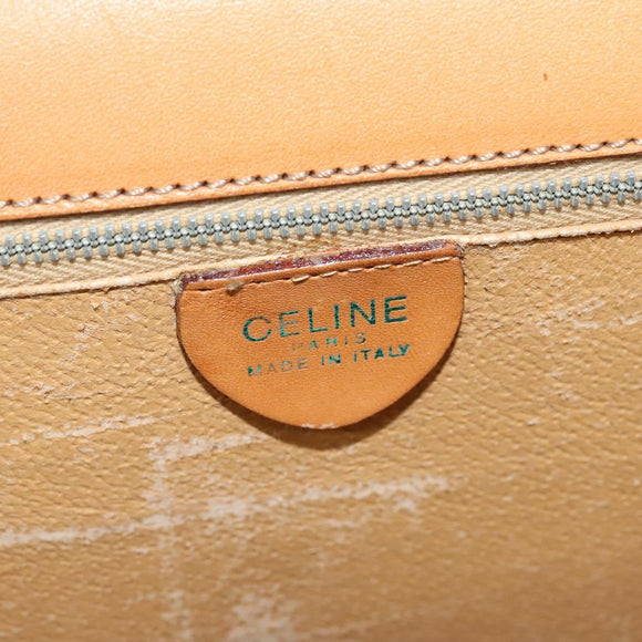 CELINE Macadam Canvas Shoulder Bag PVC Leather Brown Gold Auth 130364