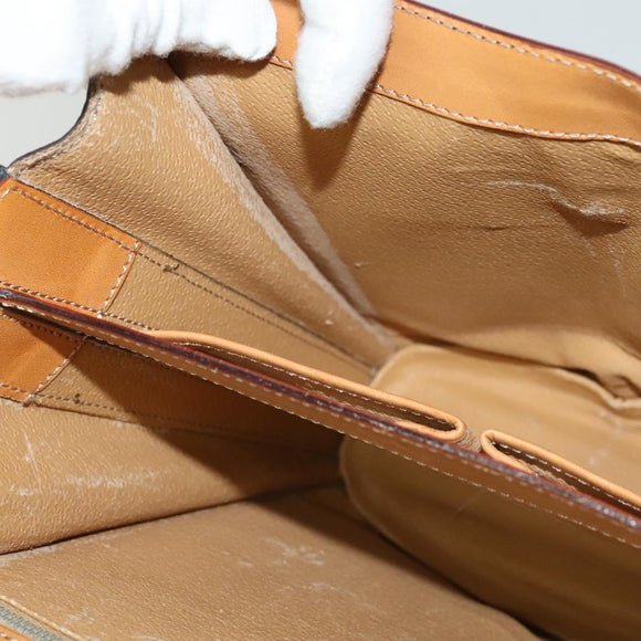 CELINE Macadam Canvas Shoulder Bag PVC Leather Brown Gold Auth 130364