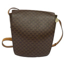 CELINE Macadam Canvas Shoulder Bag PVC Leather Brown Gold Auth 130364-2