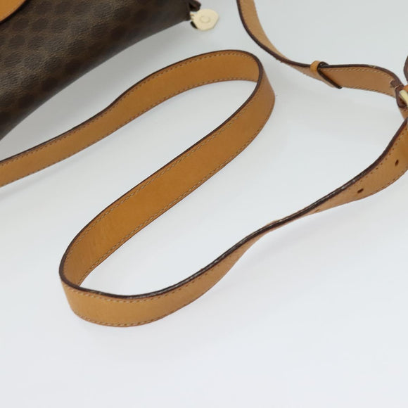 CELINE Macadam Canvas Shoulder Bag PVC Leather Brown Gold Auth 130364