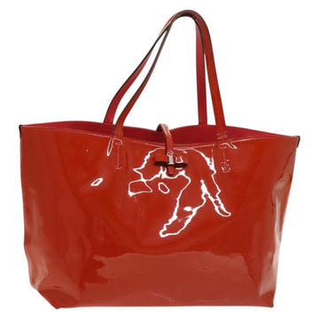 Salvatore Ferragamo Vala Tote Bag Enamel Red Auth 130367