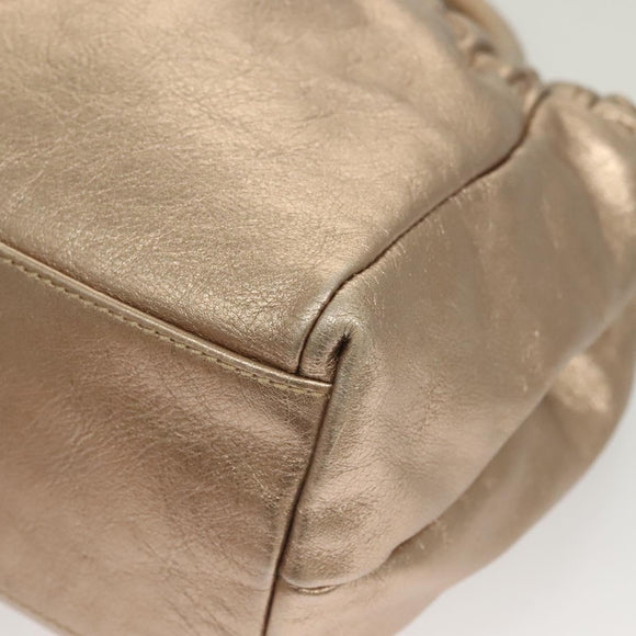 Salvatore Ferragamo Vala Hand Bag Leather 2way Gold Auth 130369