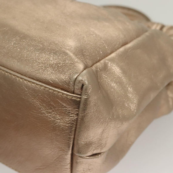 Salvatore Ferragamo Vala Hand Bag Leather 2way Gold Auth 130369