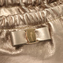 Salvatore Ferragamo Vala Hand Bag Leather 2way Gold Auth 130369-17