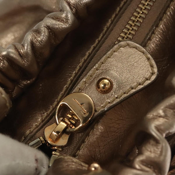 Salvatore Ferragamo Vala Hand Bag Leather 2way Gold Auth 130369