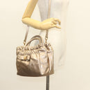 Salvatore Ferragamo Vala Hand Bag Leather 2way Gold Auth 130369-27