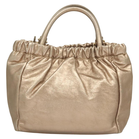 Salvatore Ferragamo Vala Hand Bag Leather 2way Gold Auth 130369