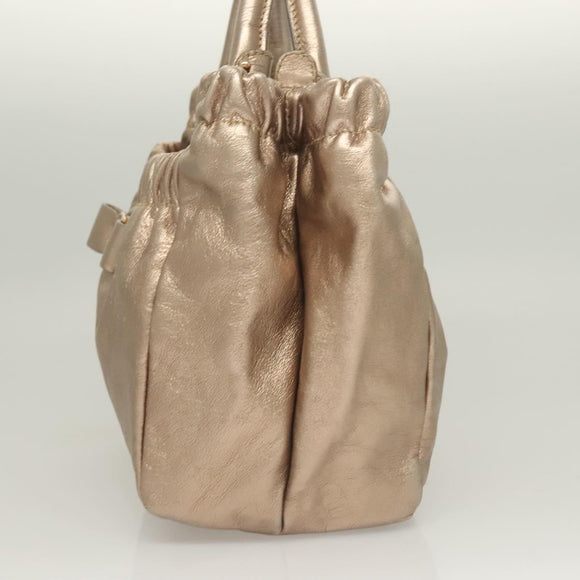 Salvatore Ferragamo Vala Hand Bag Leather 2way Gold Auth 130369