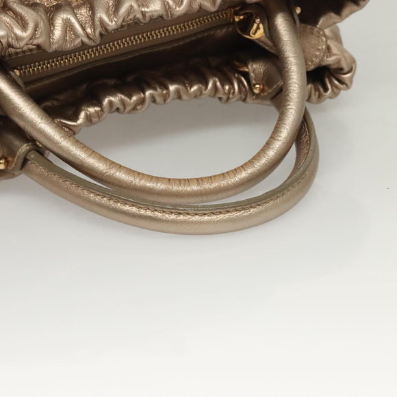 Salvatore Ferragamo Vala Hand Bag Leather 2way Gold Auth 130369