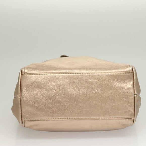 Salvatore Ferragamo Vala Hand Bag Leather 2way Gold Auth 130369