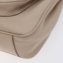 Salvatore Ferragamo Chain Gancini Shoulder Bag Leather Beige Gold Auth 130371-9