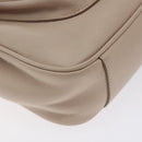 Salvatore Ferragamo Chain Gancini Shoulder Bag Leather Beige Gold Auth 130371-14