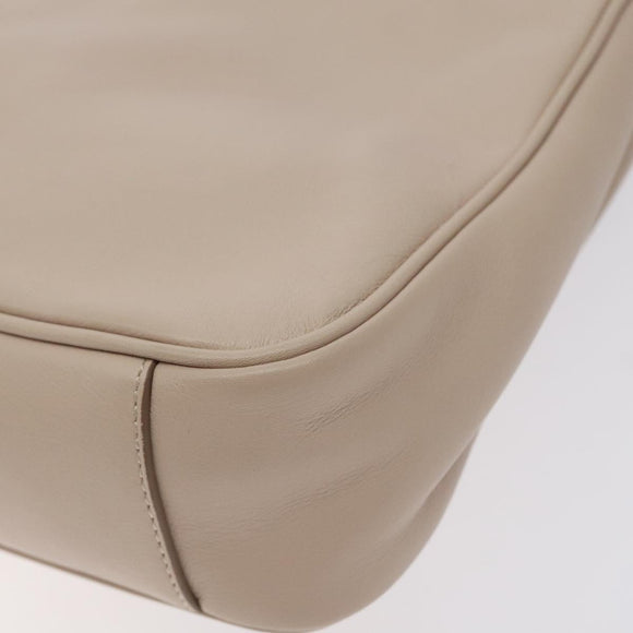 Salvatore Ferragamo Chain Gancini Shoulder Bag Leather Beige Gold Auth 130371