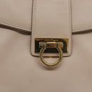 Salvatore Ferragamo Chain Gancini Shoulder Bag Leather Beige Gold Auth 130371-17