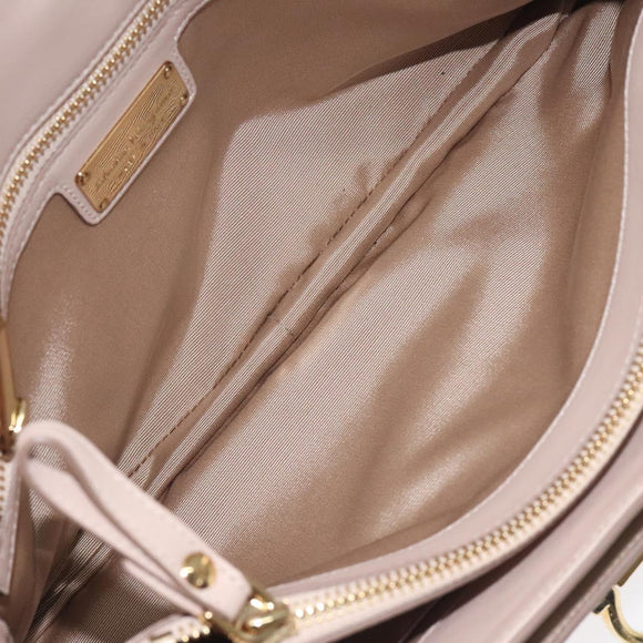 Salvatore Ferragamo Chain Gancini Shoulder Bag Leather Beige Gold Auth 130371