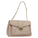 Salvatore Ferragamo Chain Gancini Shoulder Bag Leather Beige Gold Auth 130371-1