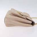 Salvatore Ferragamo Chain Gancini Shoulder Bag Leather Beige Gold Auth 130371-3
