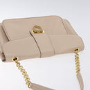 Salvatore Ferragamo Chain Gancini Shoulder Bag Leather Beige Gold Auth 130371-6