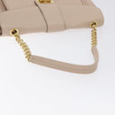 Salvatore Ferragamo Chain Gancini Shoulder Bag Leather Beige Gold Auth 130371-7