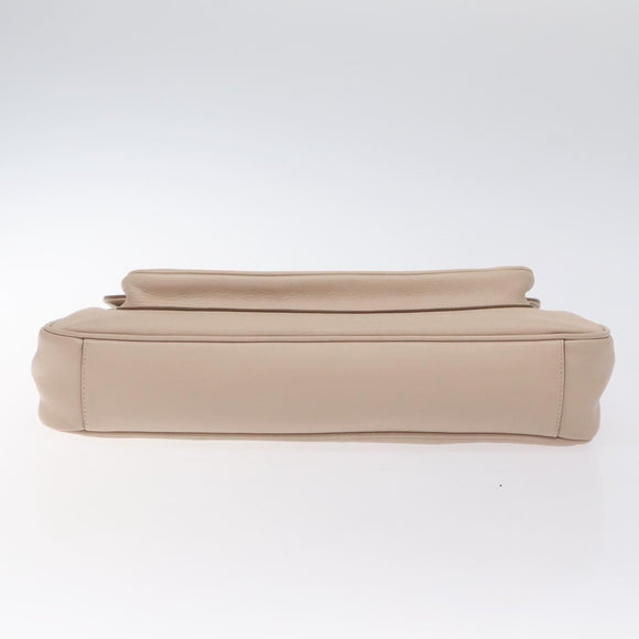 Salvatore Ferragamo Chain Gancini Shoulder Bag Leather Beige Gold Auth 130371